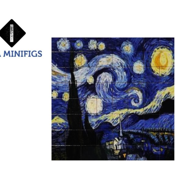 Starry Nights Art Puzzle - Educational UV Print Design Made of Lego Bricks - Picture 2 of 2